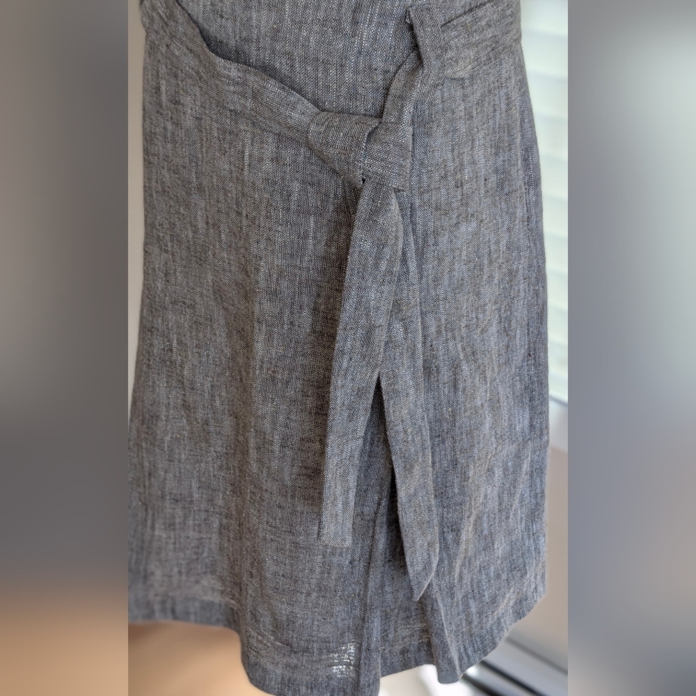 Chaiken Profile Gray High Waist Inverted Pleated Skirt with Tie Belt Sz 10 - Picture 9 of 10